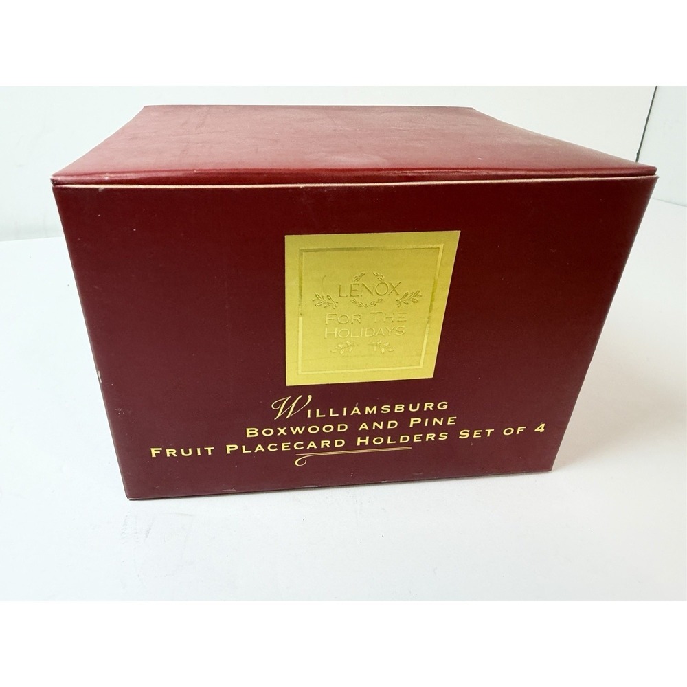 Lenox Williamsburg Boxwood And Pine Fruit Place card Holder Set Of 4 - Picture 7 of 11